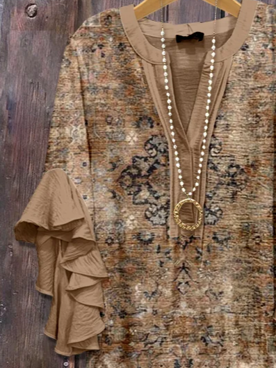 Chemises Femmes Décontracté Floral Été Polyester Col V Imprimé Quotidien Demi Manche Régulier