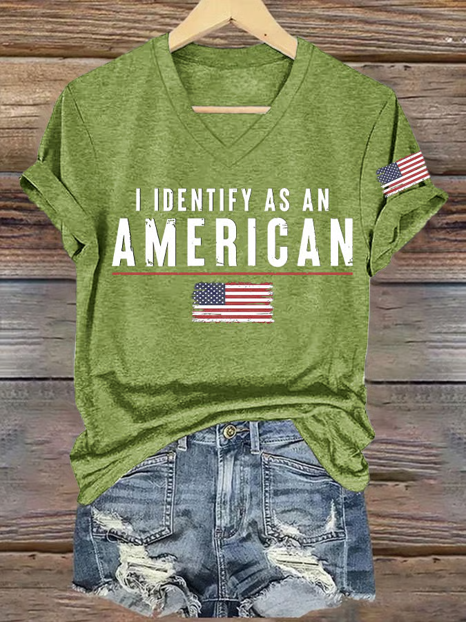 T-shirts Femmes Décontracté Été Drapeau des États-Unis Polyester Col V Quotidien Coupe Régulière Manches Courtes Ligne T