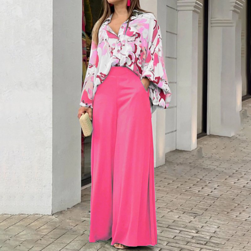 Deux Pièces Ensembles Femmes Géométrique Décontracté Été Polyester Naturel Bal Coupe Régulière Top Avec Pantalons Droit