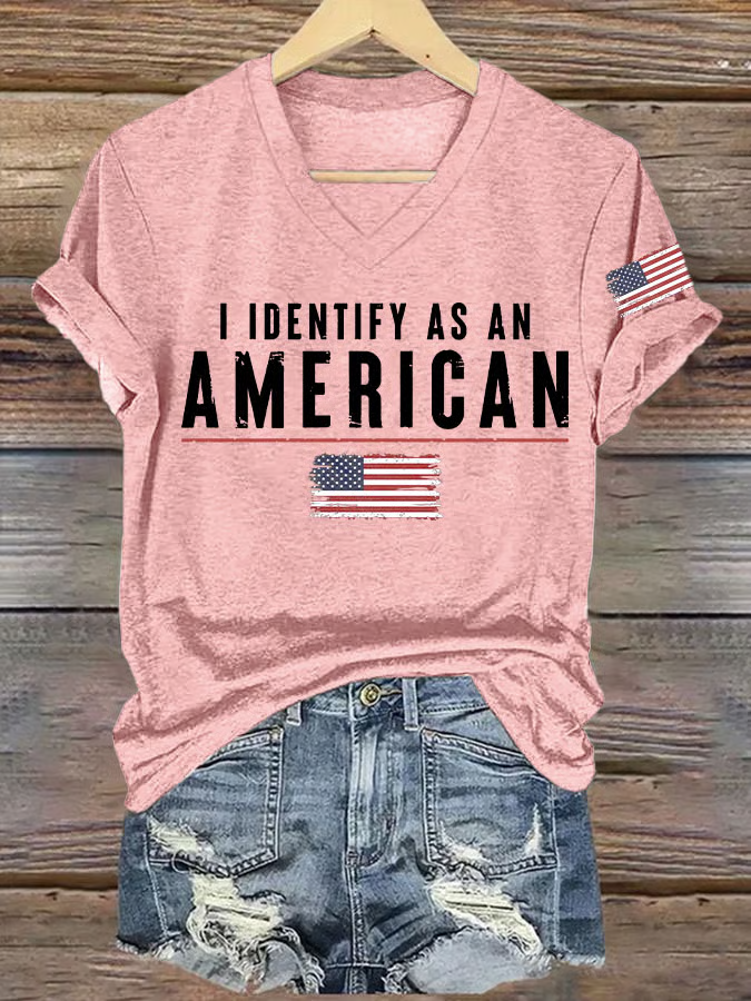 T-shirts Femmes Décontracté Été Drapeau des États-Unis Polyester Col V Quotidien Coupe Régulière Manches Courtes Ligne T