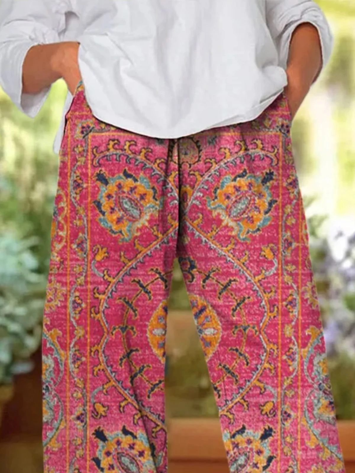 Pantalons Décontracté Ethnique Printemps / Automne Coton Naturel Micro-élasticité Coupe Régulière Pantalons Harem Régulier pour Femmes