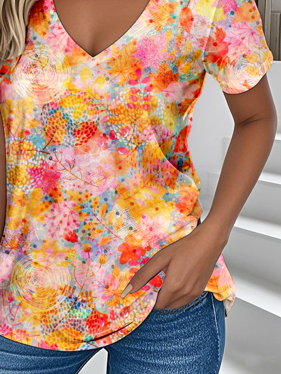 T-shirts Simple Botanique Motif Été Quotidien Ample Jersey Régulier Droit Régulier pour Femmes