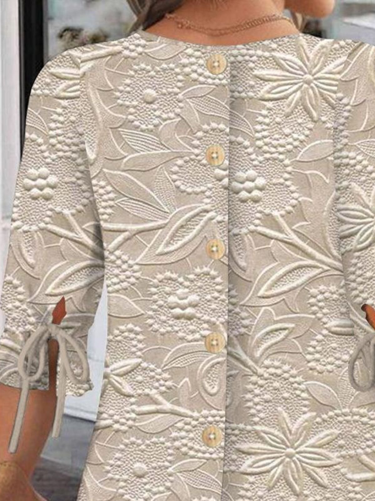 Blouses Femmes Simple Floral Été Coton Micro-élasticité Domestique Coupe Régulière Col Rond Régulier