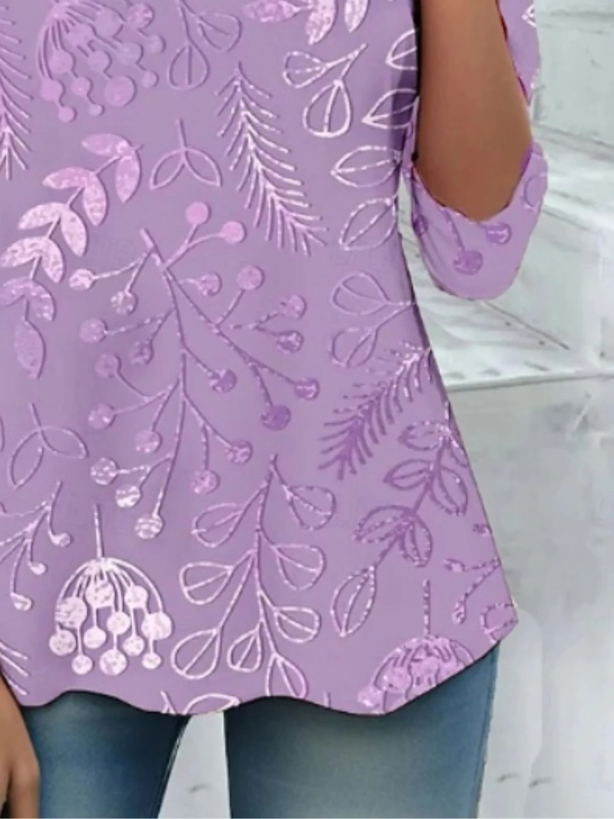 Chemises Femmes Décontracté Floral Printemps / Automne Coton Manches Longues Col Rond Régulier Trapèze Régulier