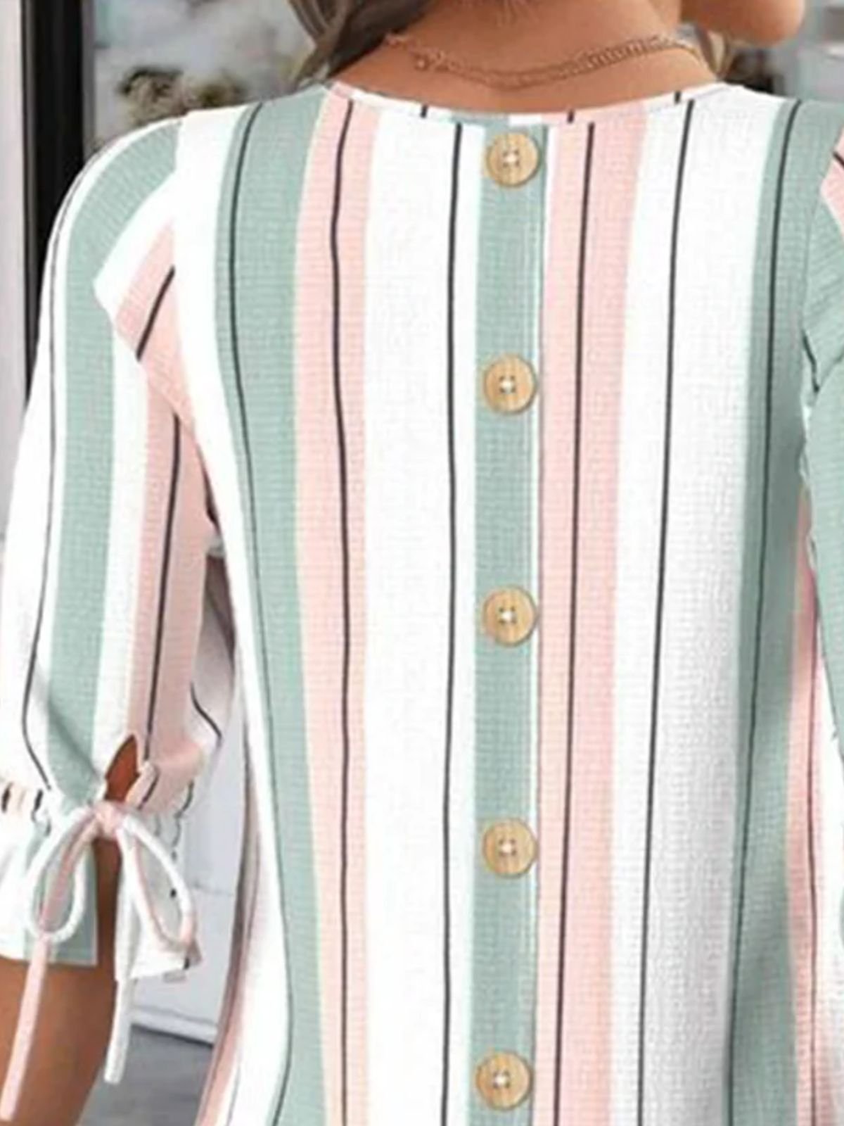 Blouses Rayé Simple Été Micro-élasticité Domestique Coupe Régulière Demi Manche Droit Régulier pour Femmes