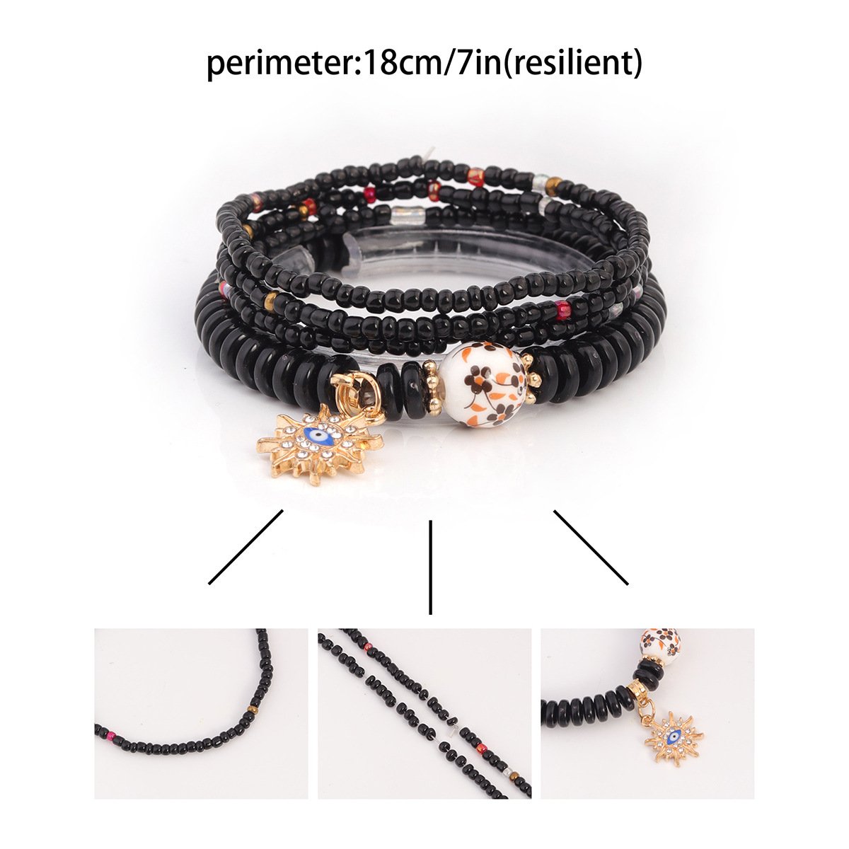 Bracelets Rétro Abstrait Toutes Les Saisons Imprimé Quotidien multicouche Bracelet Céramique pour Femme