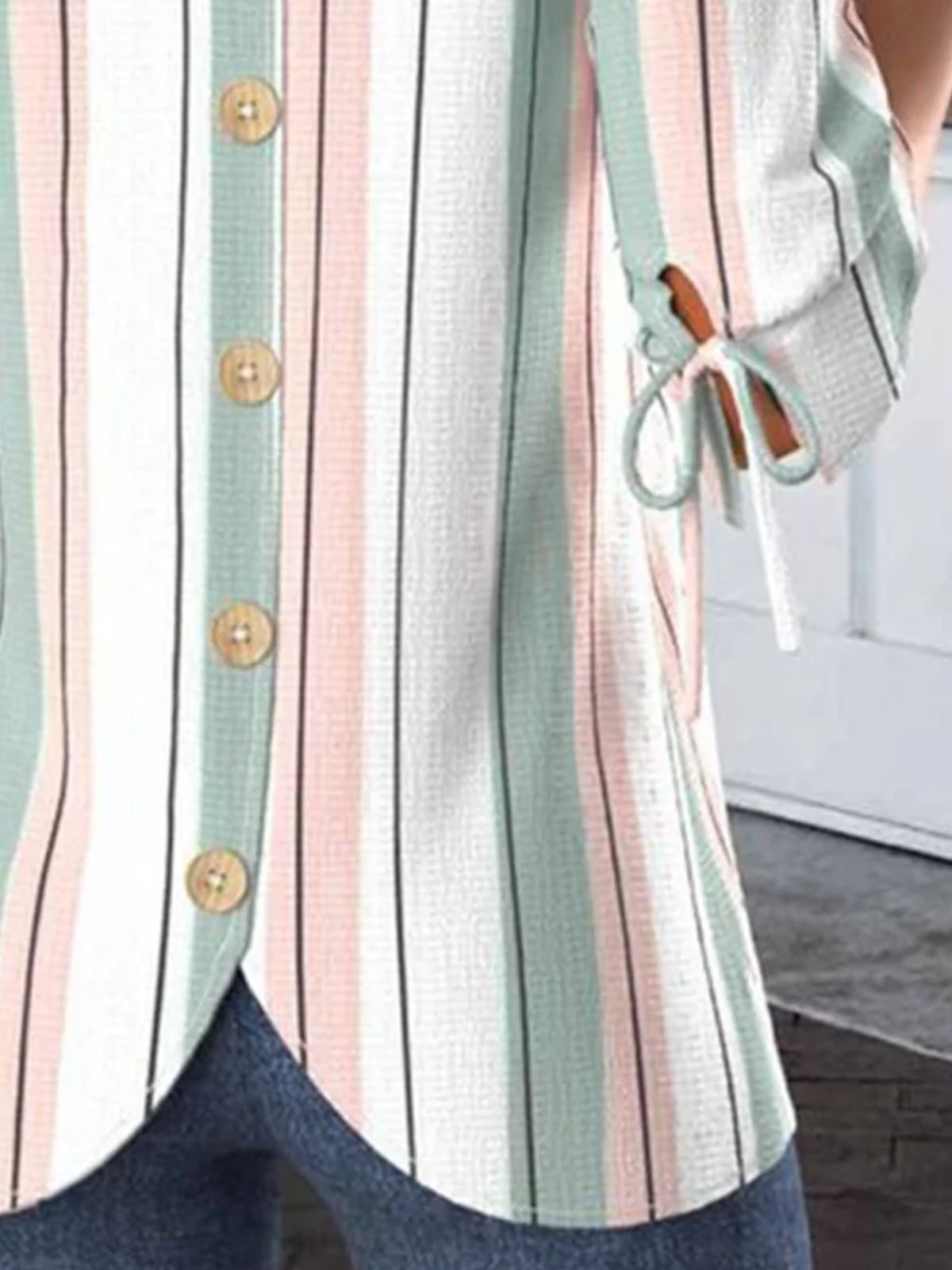 Blouses Rayé Simple Été Micro-élasticité Domestique Coupe Régulière Demi Manche Droit Régulier pour Femmes