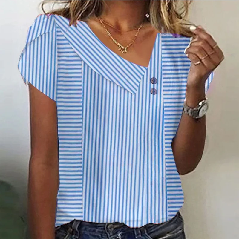 T-shirts Femmes Plain Décontracté Été Polyester Sortie Asymétrique Régulier Droit Boucle
