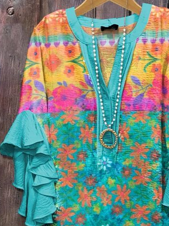Chemises Femmes Décontracté Floral Été Polyester Imprimé Aucune élasticité Quotidien Ample Régulier