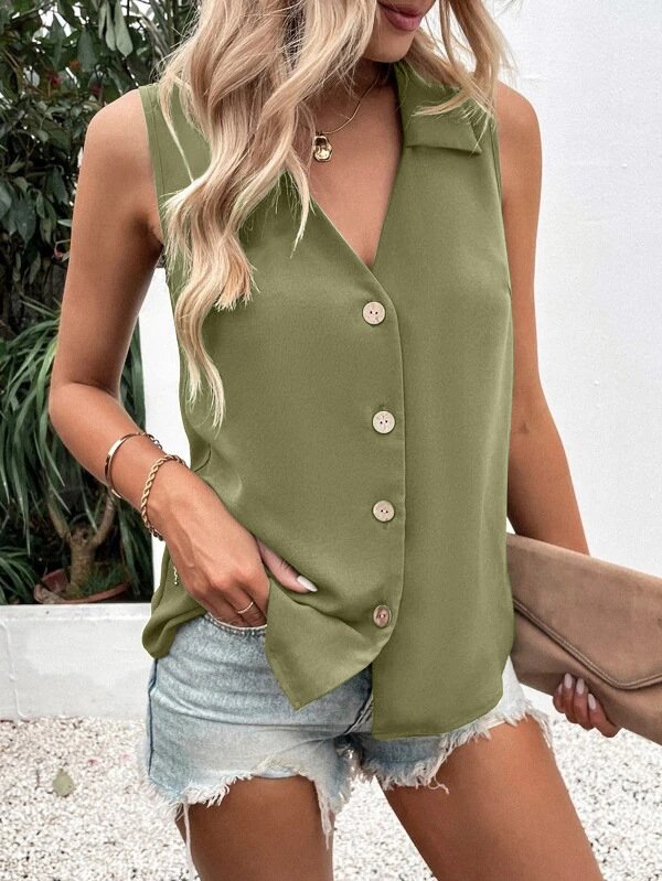 Top Débardeur Tops Femmes Sexy Plain Été en Mousseline de Soie Quotidien Coupe Régulière Sans Manches Droit Régulier