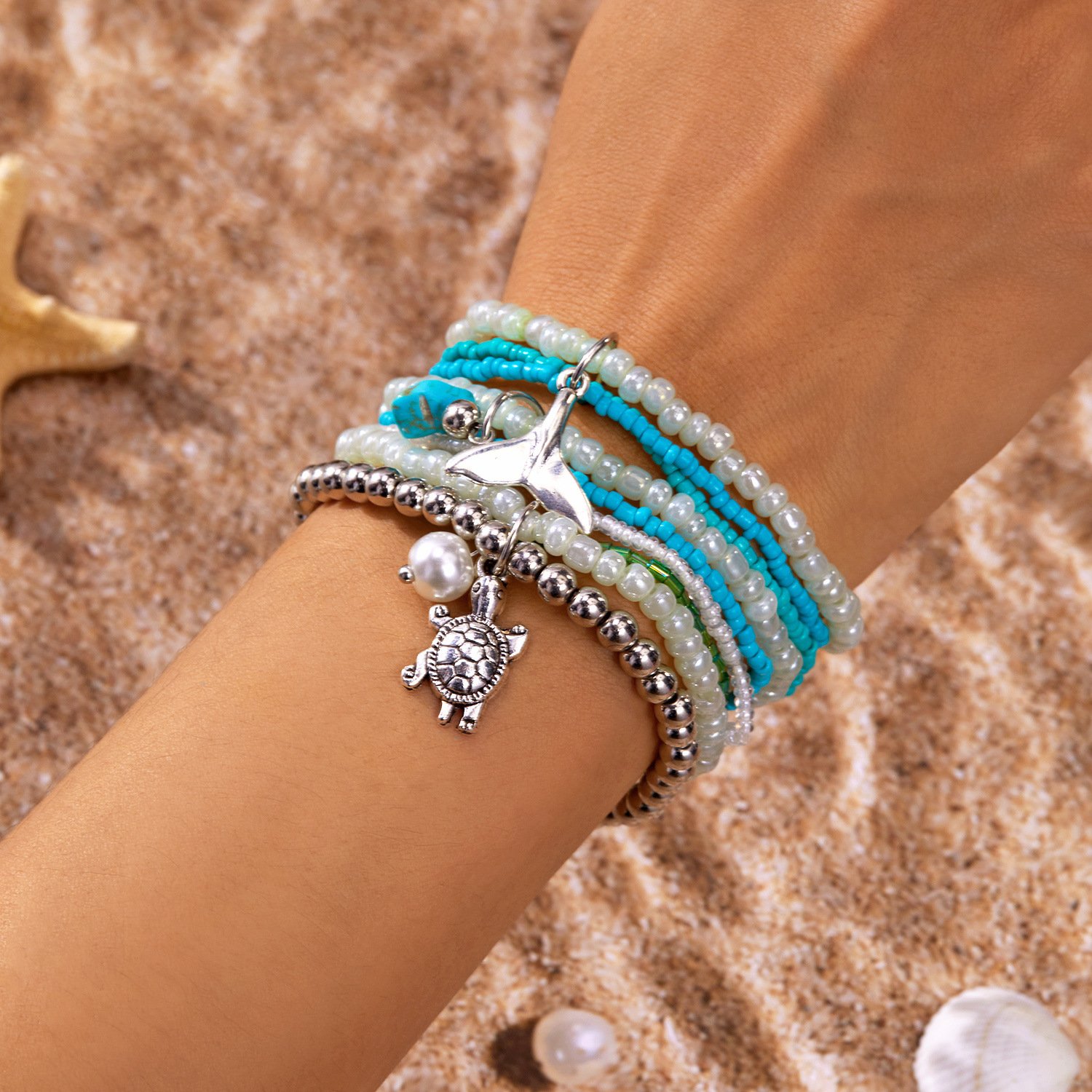 Bracelets Femmes Décontracté Bloc de Couleur Toutes Les Saisons Roulotté Faire la navette multicouche Bracelet Perle