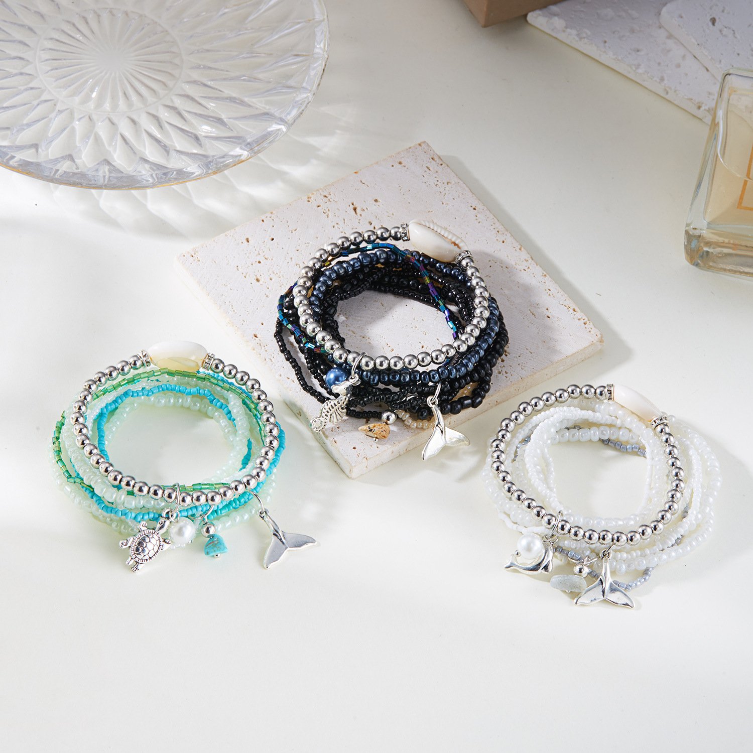 Bracelets Femmes Décontracté Bloc de Couleur Toutes Les Saisons Roulotté Faire la navette multicouche Bracelet Perle