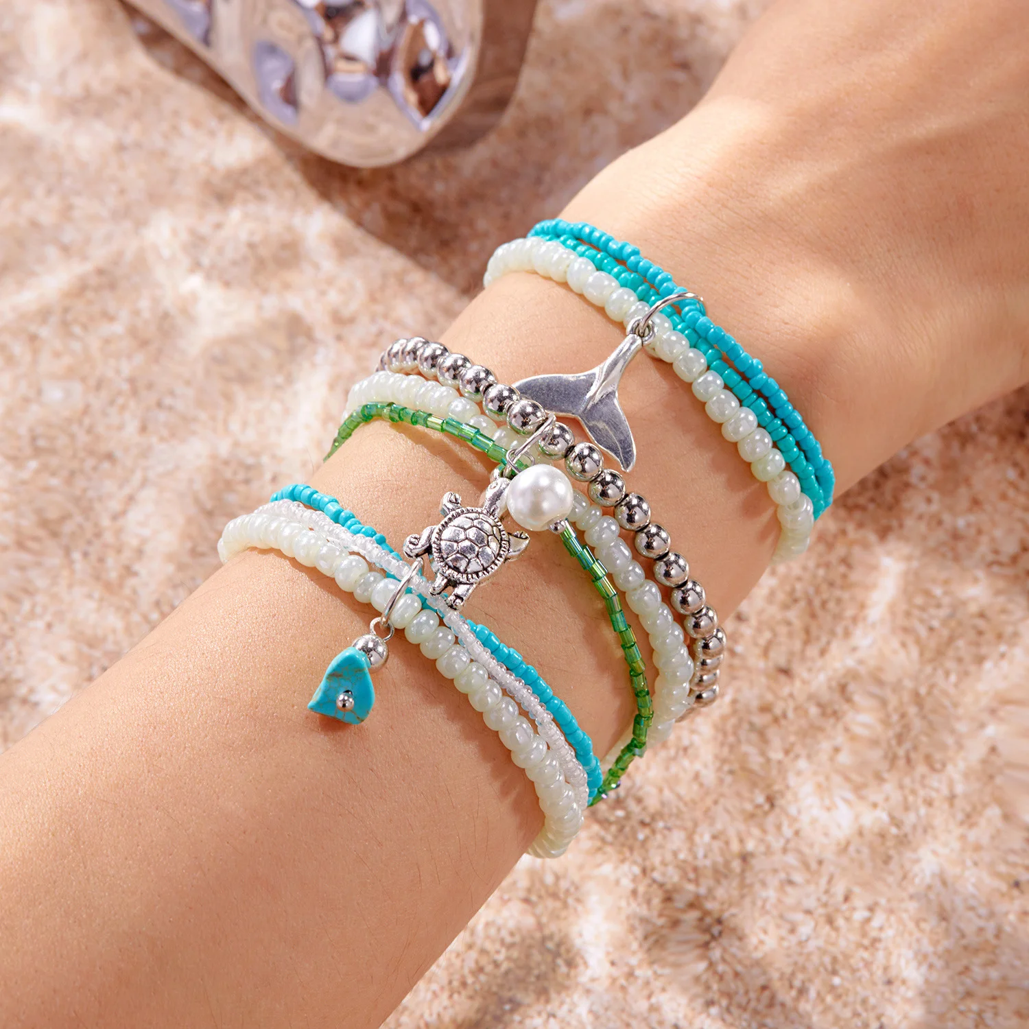 Bracelets Femmes Décontracté Bloc de Couleur Toutes Les Saisons Roulotté Faire la navette multicouche Bracelet Perle