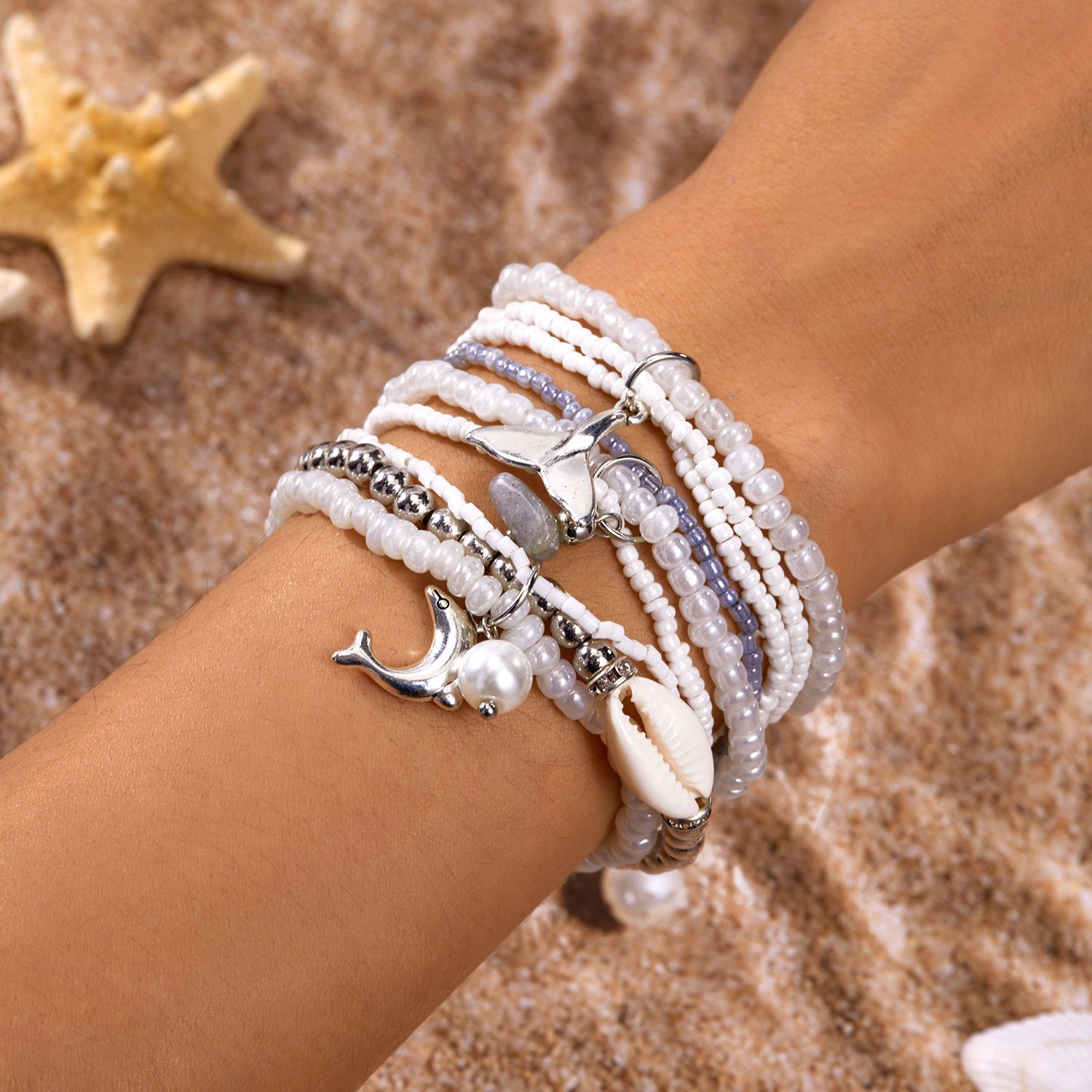 Bracelets Femmes Décontracté Bloc de Couleur Toutes Les Saisons Roulotté Faire la navette multicouche Bracelet Perle
