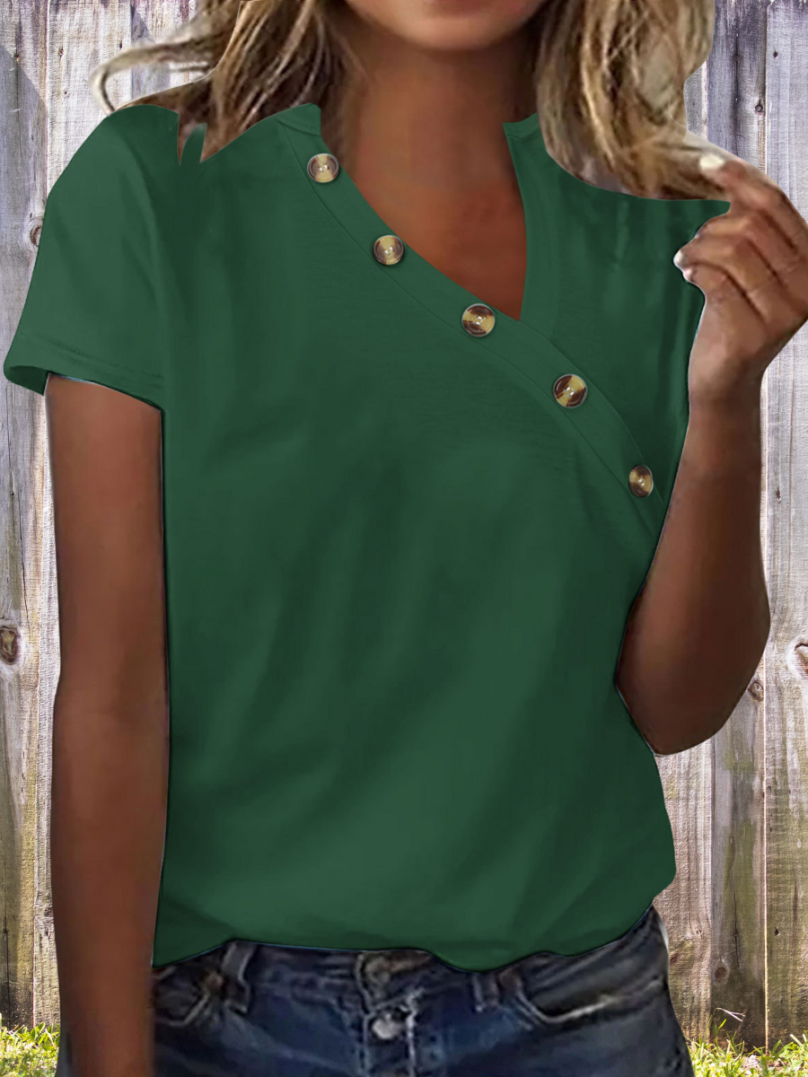 T-shirts Sexy Plain Été Polyester Faire la navette Manches Courtes Droit Boucle Régulier pour Femmes