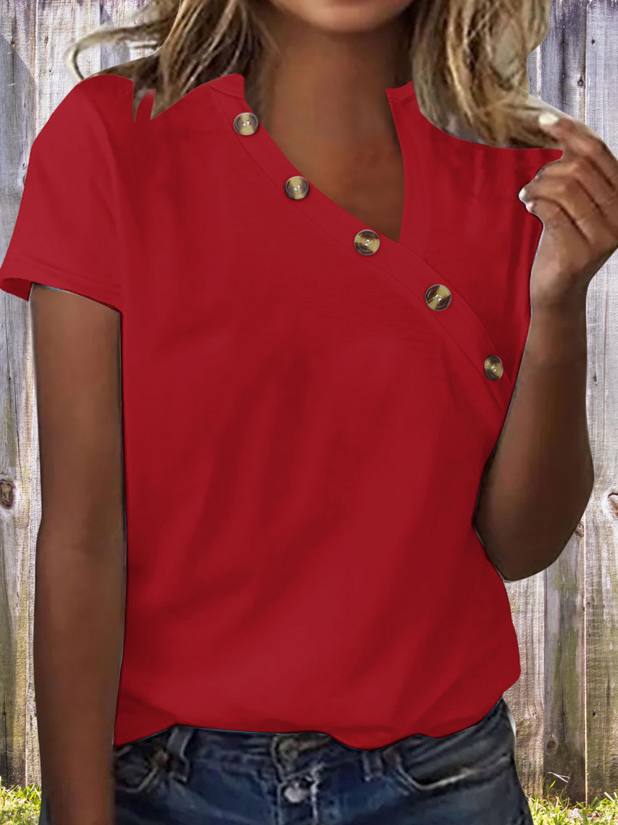 T-shirts Sexy Plain Été Polyester Faire la navette Manches Courtes Droit Boucle Régulier pour Femmes