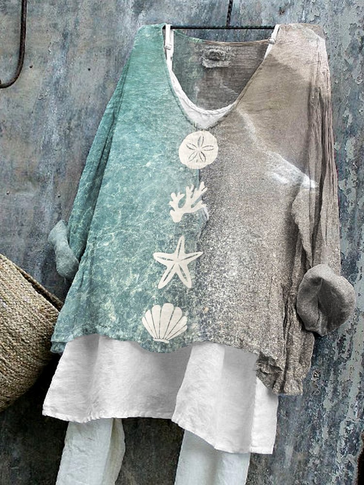 Chemises Femmes Décontracté Floral Printemps / Automne Coton Col V Micro-élasticité Coupe Régulière Régulier Régulier