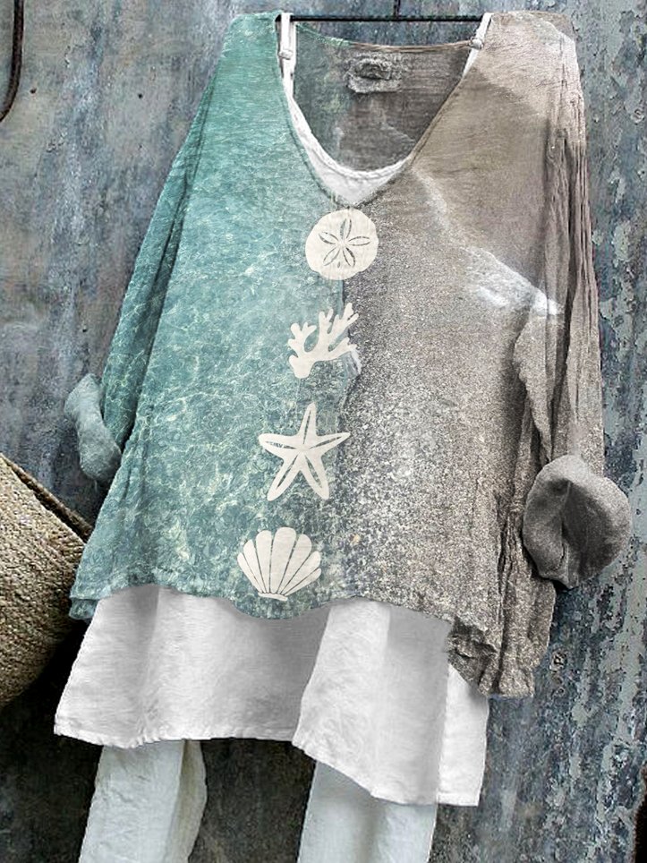 Chemises Femmes Décontracté Floral Printemps / Automne Coton Col V Micro-élasticité Coupe Régulière Régulier Régulier