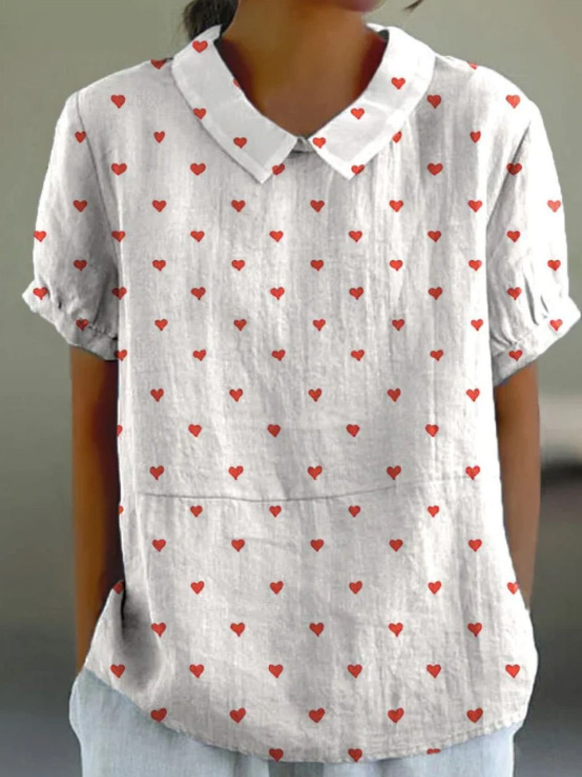 Blouses Femmes Floral Simple Été Coton Micro-élasticité Faire la navette Manches Courtes Col Châle Régulier