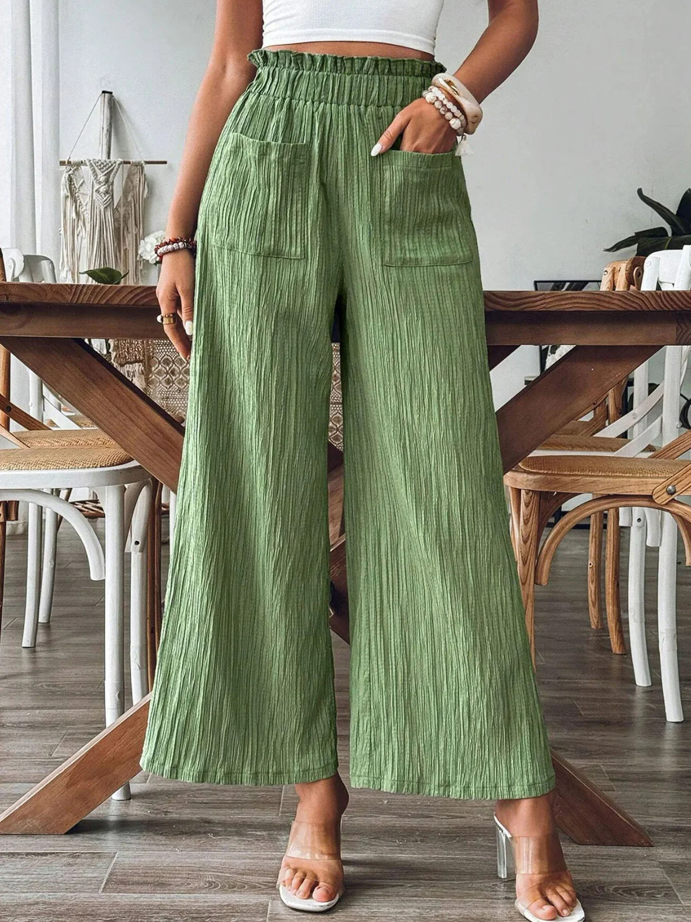 Pantalons Femmes Décontracté Plain Printemps / Automne Micro-élasticité Quotidien Pantalon droit Long Trapèze Régulier