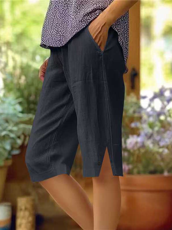 Pantalons Décontracté Plain Été Micro-élasticité Quotidien Coupe Régulière Corsaire Plage Shorts Régulier pour Femmes