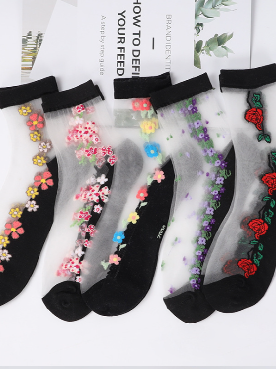 Chaussettes Rétro Bloc de Couleur Toutes Les Saisons Polyester Imprimé Absorber l'Humidité et Évacuer la Sueur Domestique Chaussettes sur le mollet Régulier pour Femmes