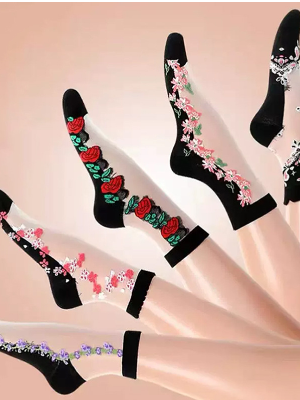 Chaussettes Rétro Bloc de Couleur Toutes Les Saisons Polyester Imprimé Absorber l'Humidité et Évacuer la Sueur Domestique Chaussettes sur le mollet Régulier pour Femmes