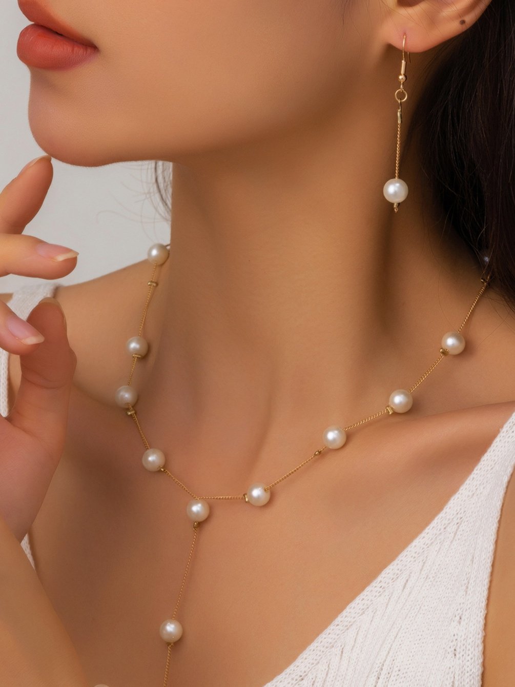 Collier Dame Romance Plain Toutes Les Saisons Roulotté Bal Perle Chaîne Colliers pour Femmes