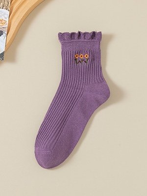 Chaussettes Femmes Sexy Toutes Les Saisons Motifs de broderie Coton Imprimé Antidérapant Faire la navette Chaussettes sur le mollet Régulier