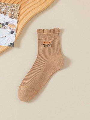 Chaussettes Femmes Sexy Toutes Les Saisons Motifs de broderie Coton Imprimé Antidérapant Faire la navette Chaussettes sur le mollet Régulier