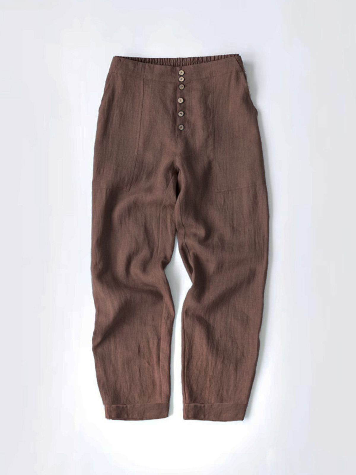 Pantalons Femmes en Lin Plain Été Coton Naturel Domestique Corsaire Pantalon droit Droit