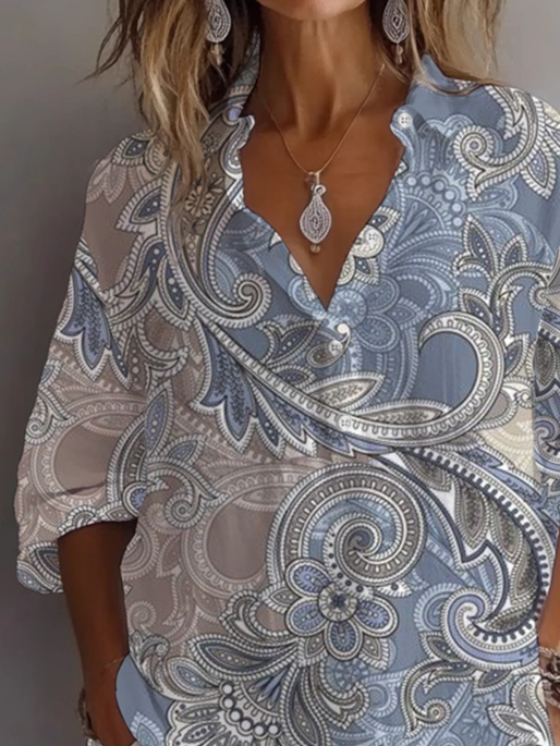 Chemises Décontracté Motif Cachemire Printemps / Automne Polyester Imprimé Manches Longues Droit Régulier Col de Chemise pour Femmes
