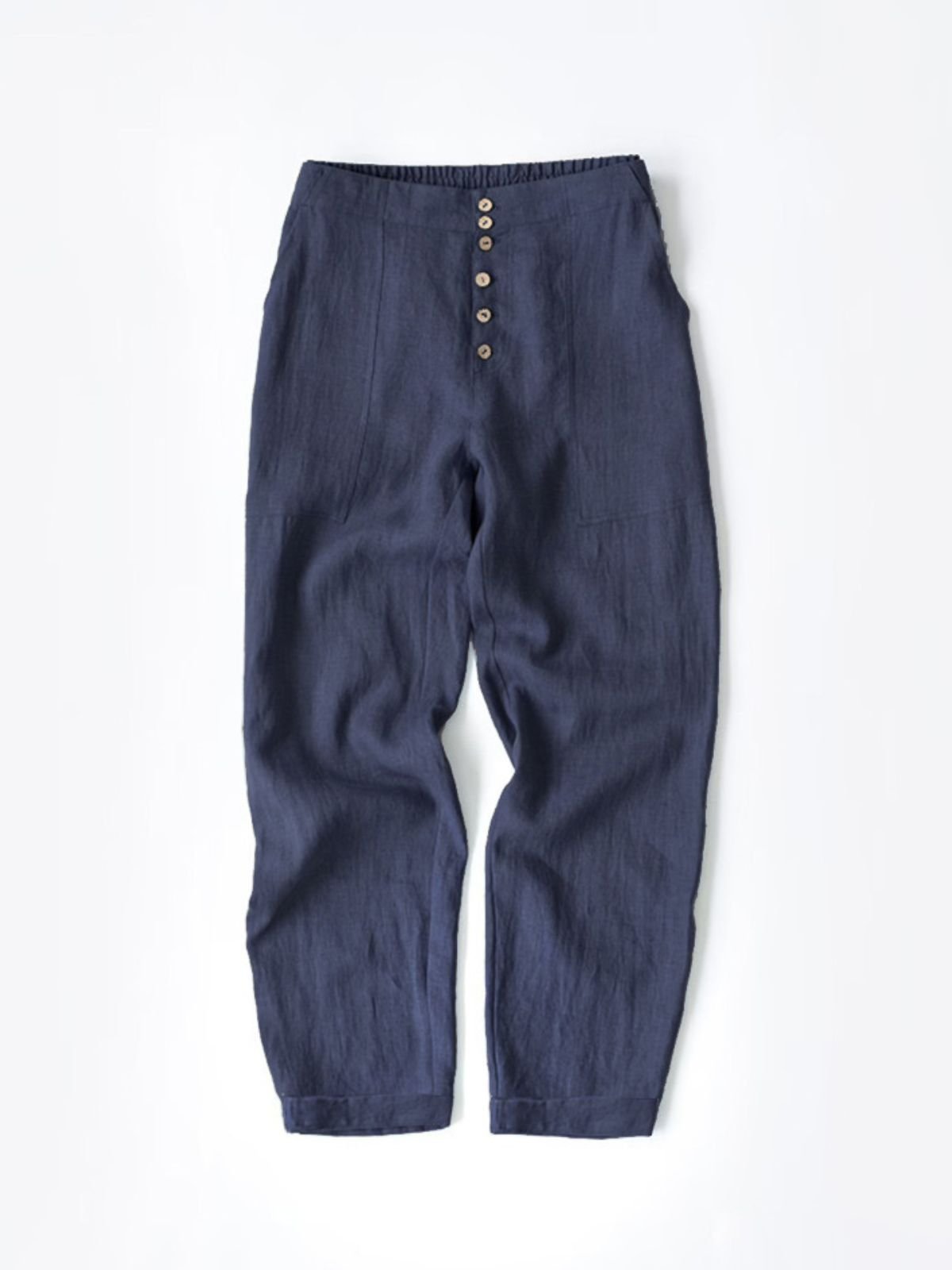 Pantalons Femmes en Lin Plain Été Coton Naturel Domestique Corsaire Pantalon droit Droit