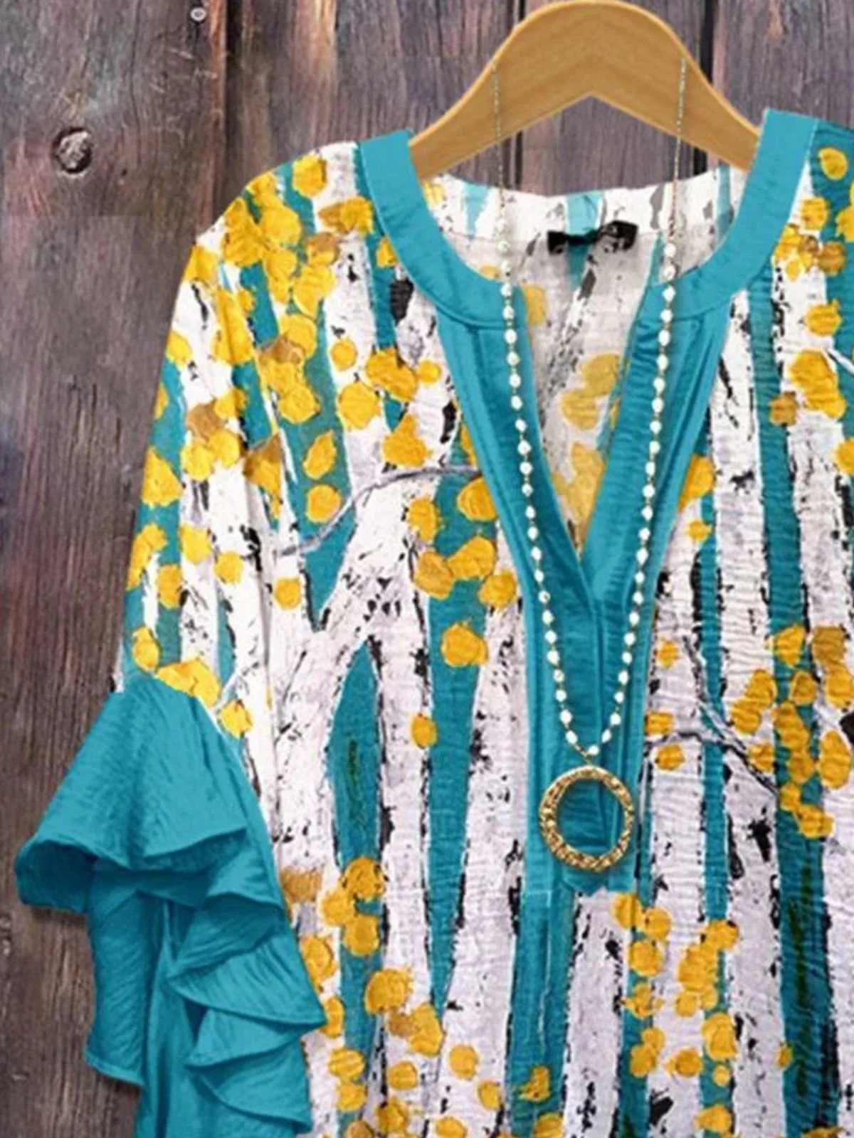 Blouses Pois Polka Boho Été Micro-élasticité Faire la navette Demi Manche Régulier Trapèze Régulier pour Femmes