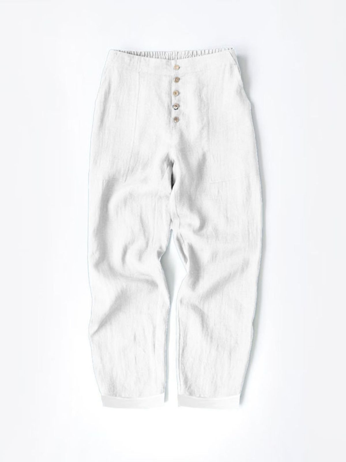 Pantalons Femmes en Lin Plain Été Coton Naturel Domestique Corsaire Pantalon droit Droit
