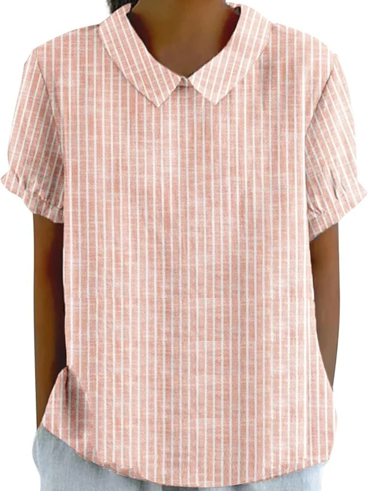 Blouses Femmes Élégant Été Plaid Aucune élasticité Demi Manche Col Châle Régulier Droit Régulier