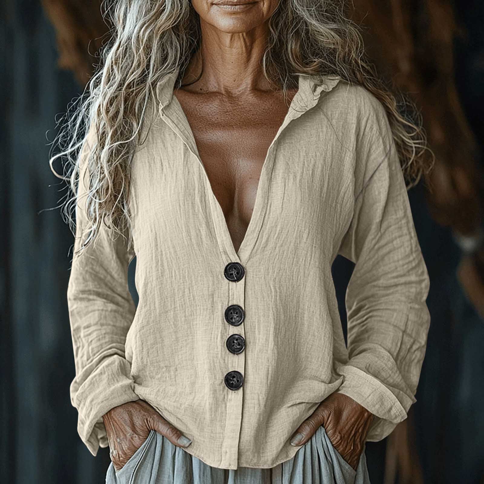 Chemises Décontracté Plain Printemps / Automne en Lin Micro-élasticité Quotidien Manches Longues Régulier Col de Chemise pour Femmes