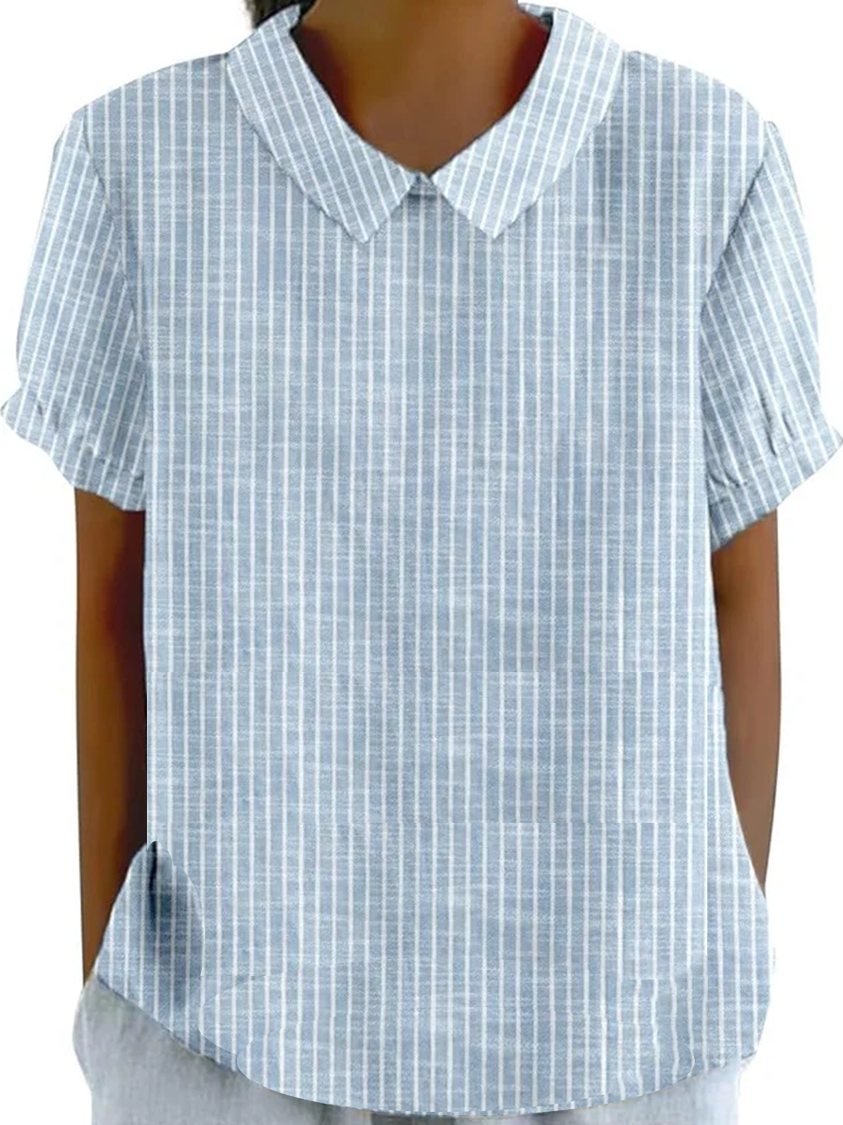Blouses Femmes Élégant Été Plaid Aucune élasticité Demi Manche Col Châle Régulier Droit Régulier