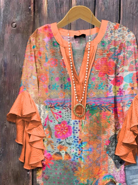 Chemises Femmes Décontracté Floral Été Polyester Aucune élasticité Quotidien Demi Manche Droit Régulier
