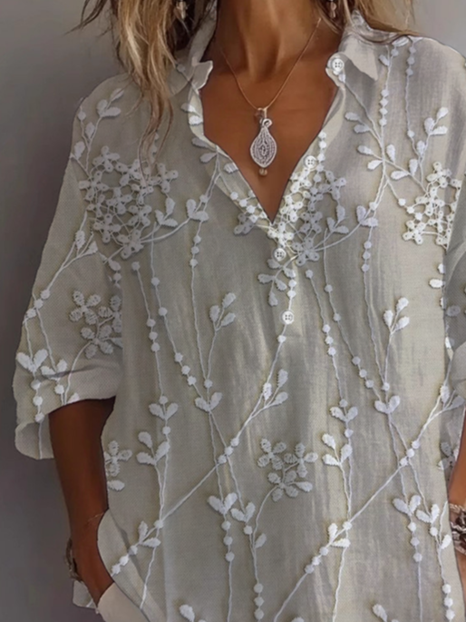 Chemises Femmes Décontracté Floral Printemps / Automne Imprimé Quotidien Manches Longues Droit Régulier Col de Chemise