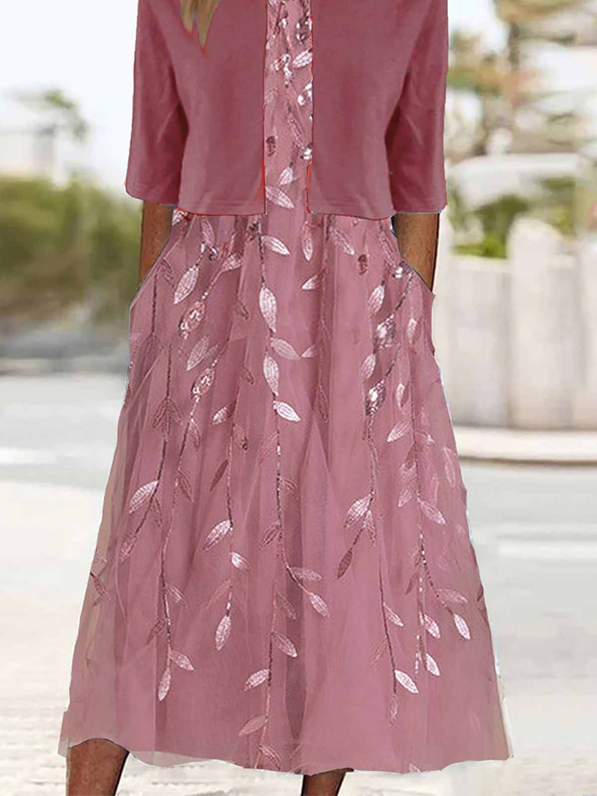 Femmes Rayé Comme Image Col Rond Confortable Robe Mi-Longue Décontracté