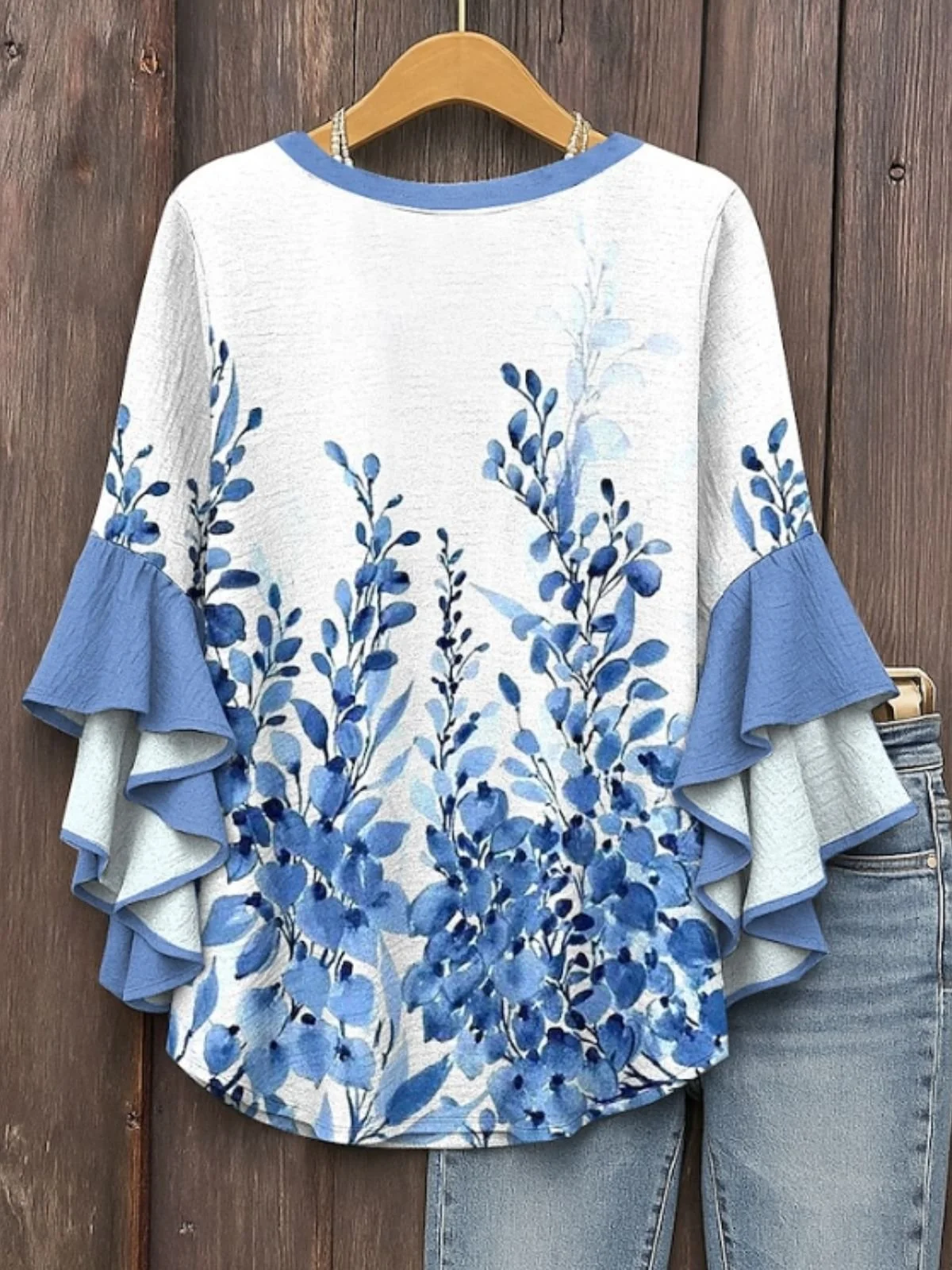 Blouses Femmes Vacances Été Plantes Coton Coupe Régulière Demi Manche Régulier Trapèze Régulier
