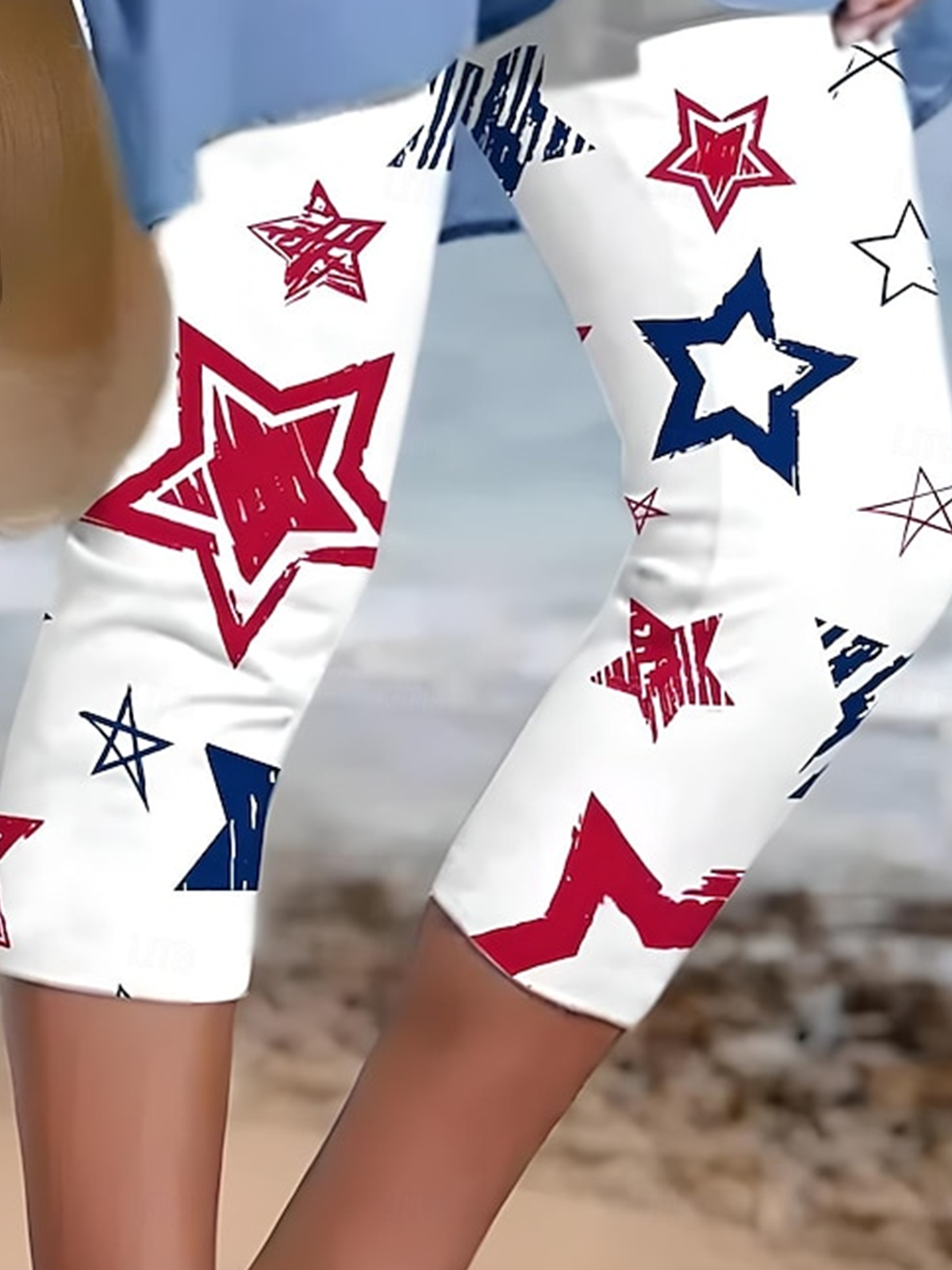 Pantalons De Yoga Femmes Décontracté Été Le jour de l'indépendance (Drapeau) Naturel Aucune élasticité Quotidien Taille Élastique Pantalon coupe slim Régulier