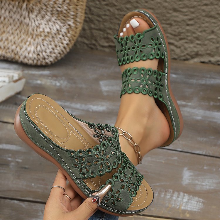 Sandales Femme Décontracté Plain Été Cuir Cuir à Talon Plat Toit ouvert Sandales Antidérapantes polypropylène
