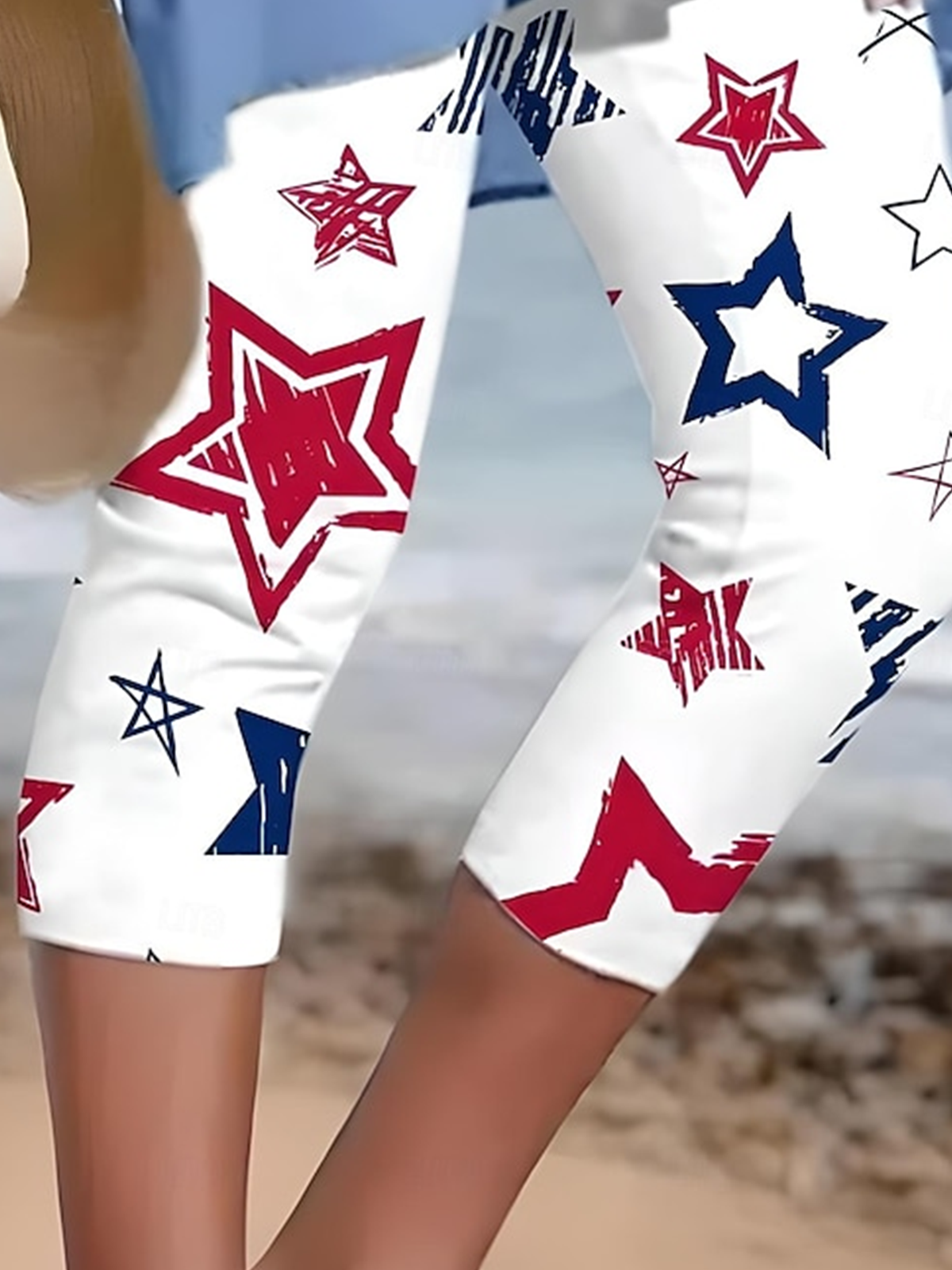 Pantalons De Yoga Femmes Décontracté Été Le jour de l'indépendance (Drapeau) Naturel Aucune élasticité Quotidien Taille Élastique Pantalon coupe slim Régulier