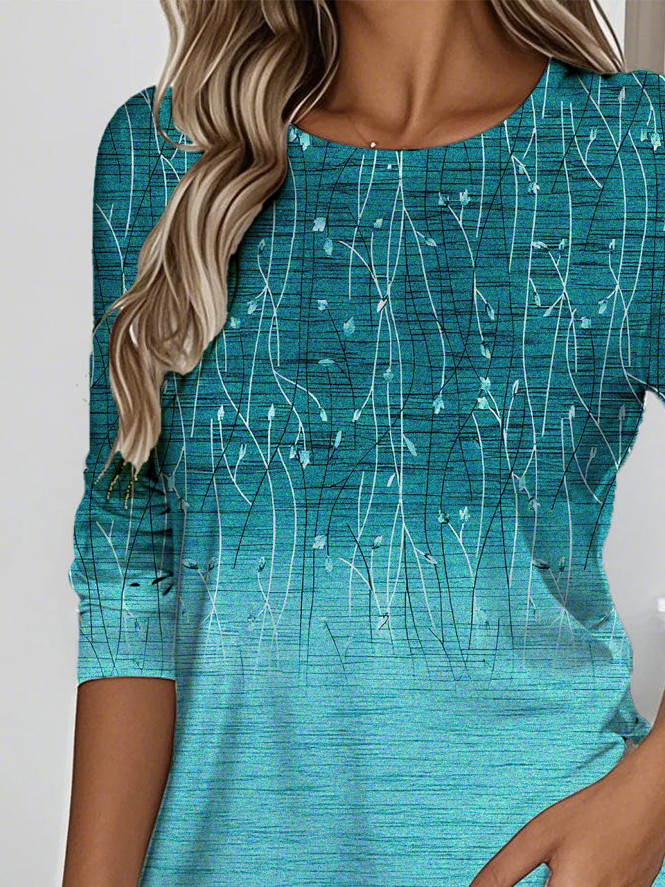 T-shirts Femmes Décontracté Printemps / Automne Motif dégradé Aucune élasticité Quotidien Jersey Manches Longues Régulier Non