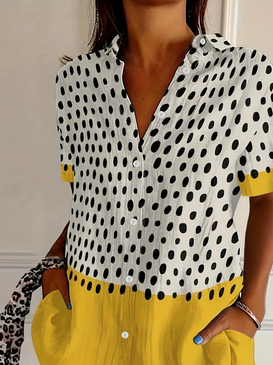 Chemises Décontracté Été Abstrait Pois Polka Polyester Micro-élasticité Quotidien Manches Courtes Régulier Régulier pour Femmes