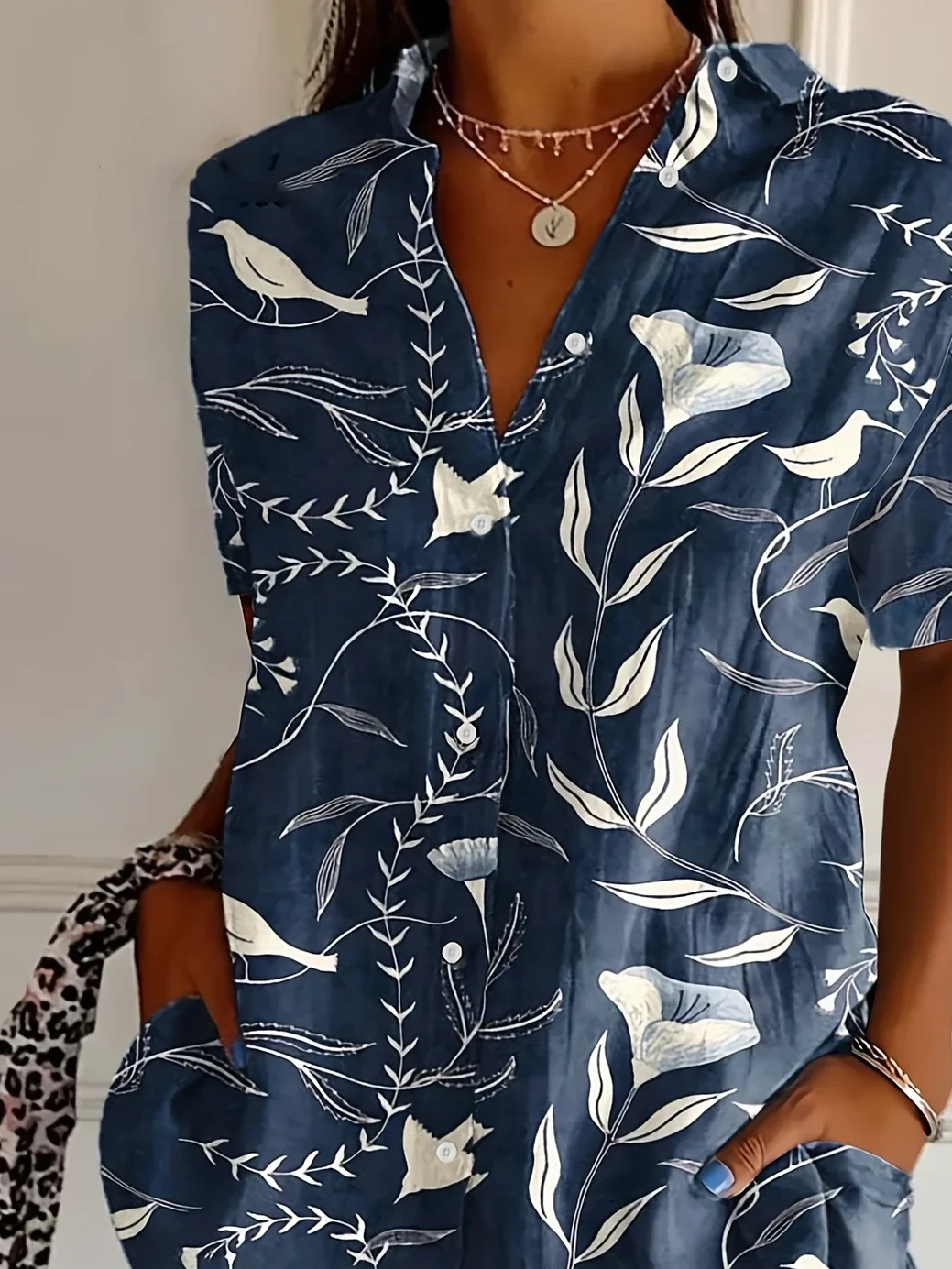 Chemises Décontracté Floral Été Micro-élasticité Quotidien Ample Manches Courtes Régulier Col de Chemise pour Femmes