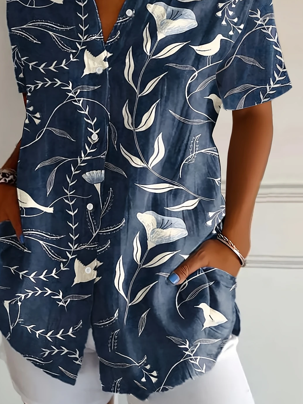 Chemises Décontracté Floral Été Micro-élasticité Quotidien Ample Manches Courtes Régulier Col de Chemise pour Femmes