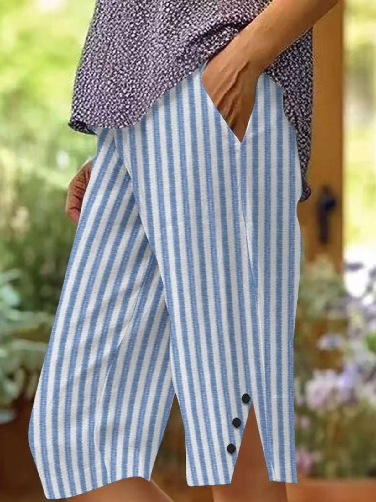 Pantalons Géométrique Décontracté Été Coton Naturel Coupe Régulière Plage Shorts Trapèze Régulier pour Femmes